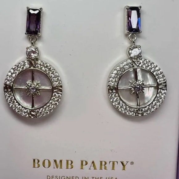 Bomb Party Silver and Purple Dangle Earrings - Picture 7 of 9